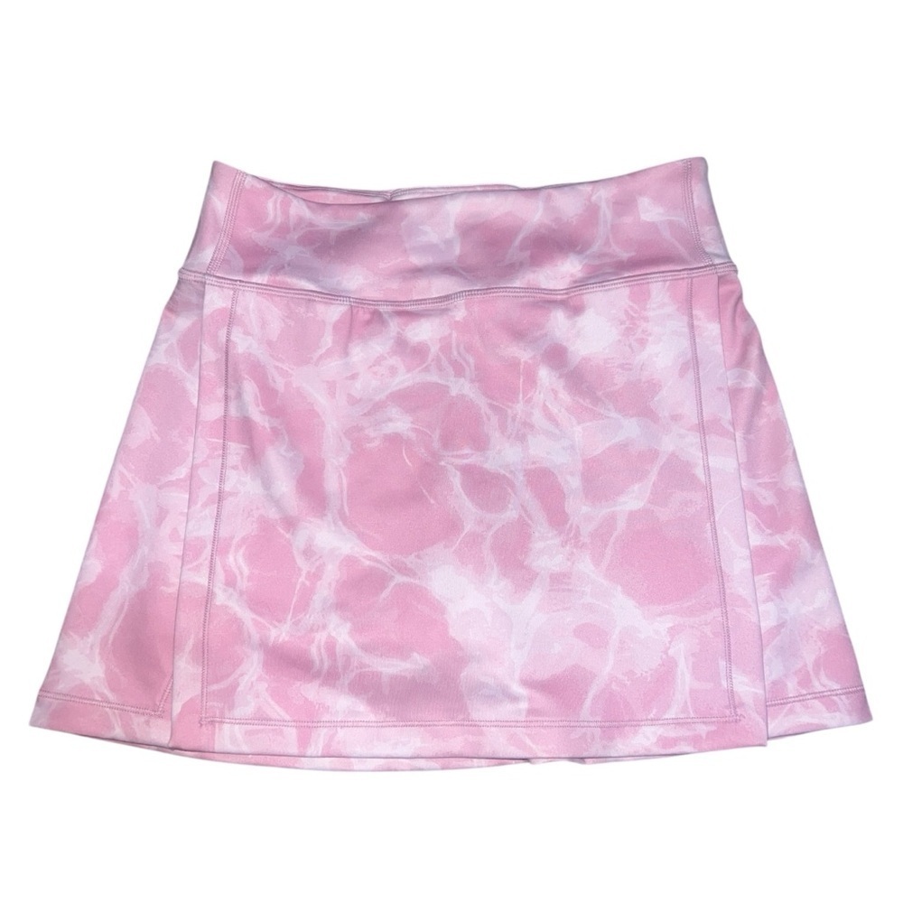 EUC Athleta Girl Goal Getter Pink White Tie-Dye Mini Skort Medium 8/10 Athletic